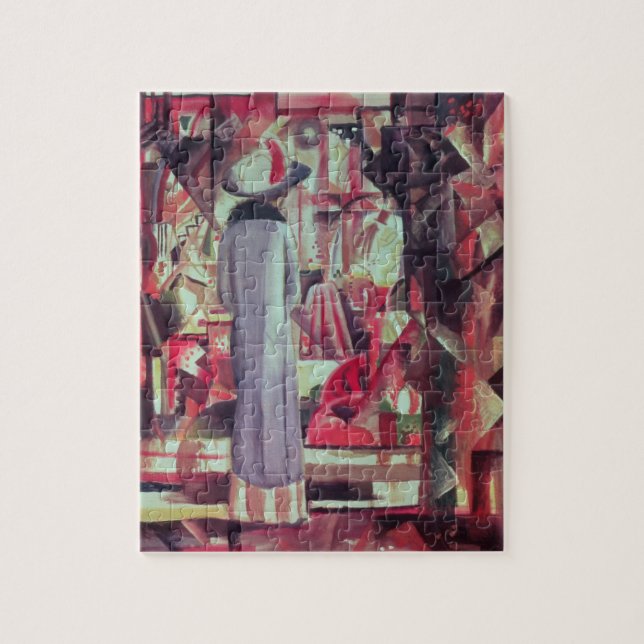 Quebra-cabeça Mulher na frente de uma grande janela iluminada (Vertical)