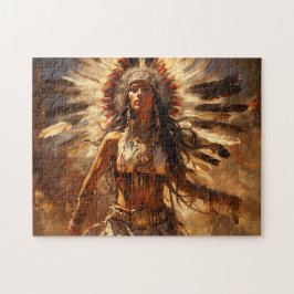 Quebra-cabeça Mulher Nativa Americana Dançante em Headdress
