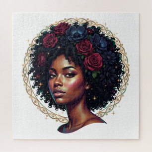 Quebra-cabeça Mulher Negra Floral Afro