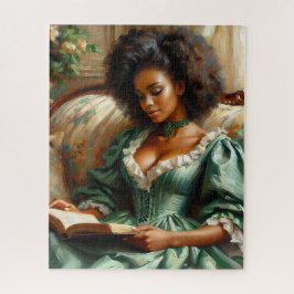 Quebra-cabeça Mulher Negra Lendo Um Livro Dentro De Casa