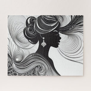 Quebra-cabeça Mulher Preta e Branca de Elegância