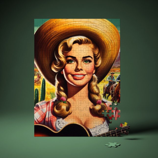 Quebra-cabeça Mulher Rural Fofo Retro (Criador carregado)