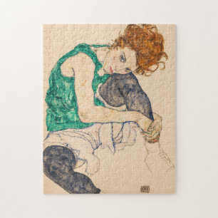 Quebra-cabeça Mulher sentada com Bent Knee, 1917 por Egon Schiel