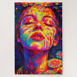 Quebra-cabeça Mulher Serena Sob as Cores do Arco-Íris Impasto