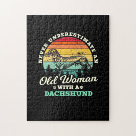 Quebra-cabeça Mulher Velha Com Um Dachshund