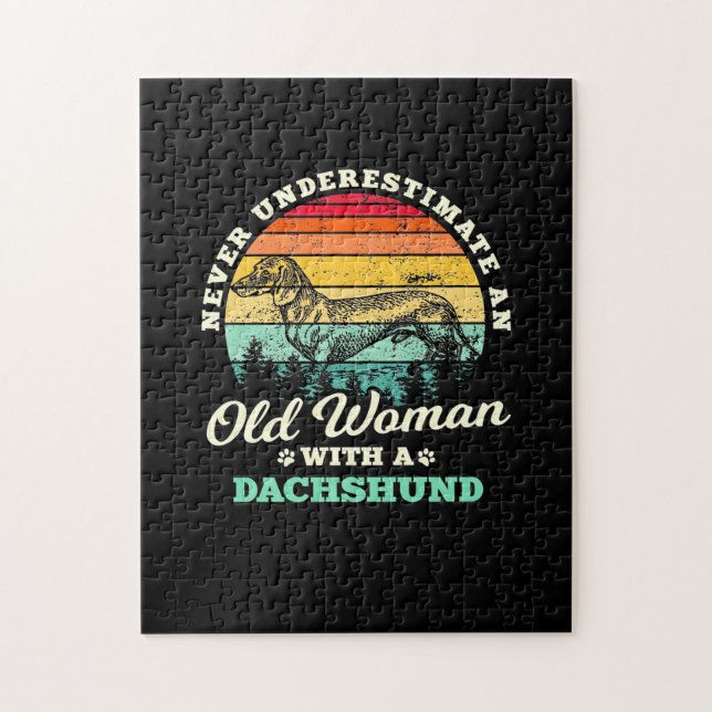 Quebra-cabeça Mulher Velha Com Um Dachshund (Vertical)