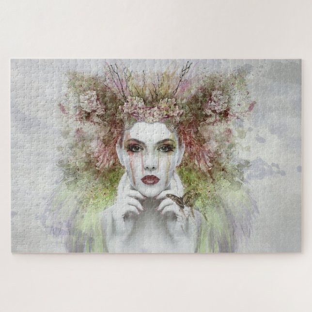 Quebra-cabeça Mulheres da aguarela com borboleta (Horizontal)