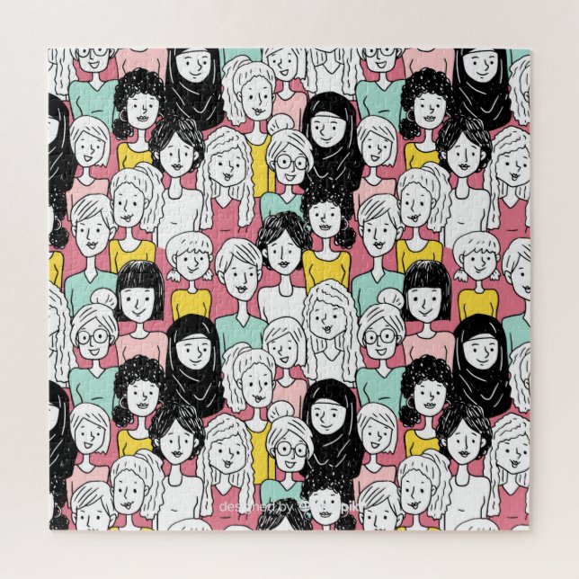 Quebra-cabeça Mulheres do Mundo Cartoon Pessoas Difíceis (Vertical)