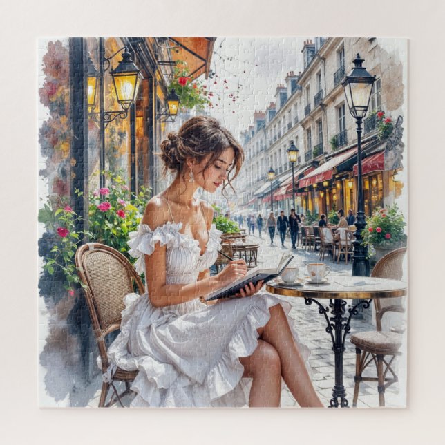 Quebra-cabeça Mulheres Parisiense Elegância: Vibrações da Rua Ca (Vertical)