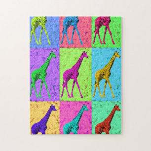 Quebra-cabeça Multi-Cor de passeio do girafa de Popart do pop