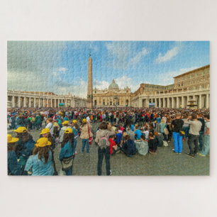 Quebra-cabeça Multidão em frente à Rua. Peter Basilica, Roma, It