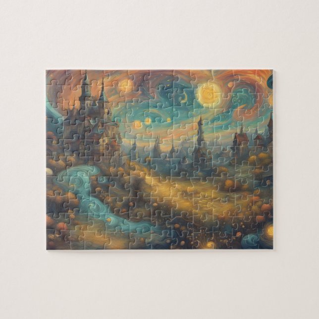 Quebra-cabeça Mundo de Fantasia Castelo da Princesa Aquarela (Horizontal)