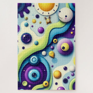 Quebra-cabeça Mundo do Cartoon Whimsical - Diversão Colorida do 