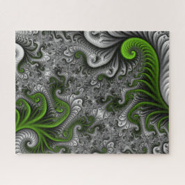 Quebra-cabeça Mundo Fantástico Arte Fractal Abstrata Verde e Cin