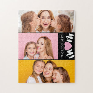 Quebra-cabeça Mundos Personalizados Melhor Mãe Coração Rosa Fofo