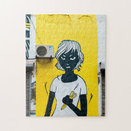 Quebra-cabeça Muros de Ruas de Pintura de Rapariga Raios