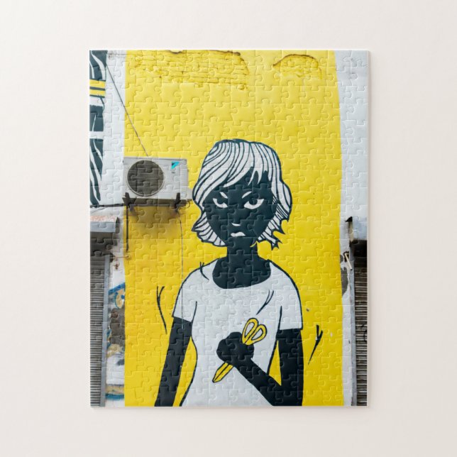 Quebra-cabeça Muros de Ruas de Pintura de Rapariga Raios (Vertical)