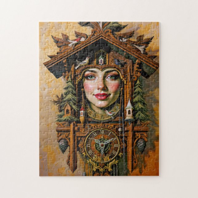 Quebra-cabeça “Musa Atemporal” – Um Retrato de Relógio Cuco (Vertical)