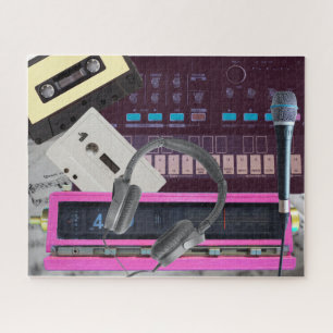 Quebra-cabeça Music Lover Vintage Synth Rádio Fitas de Microfon