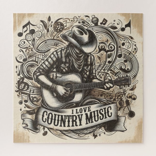 Quebra-cabeça Música country. (Vertical)