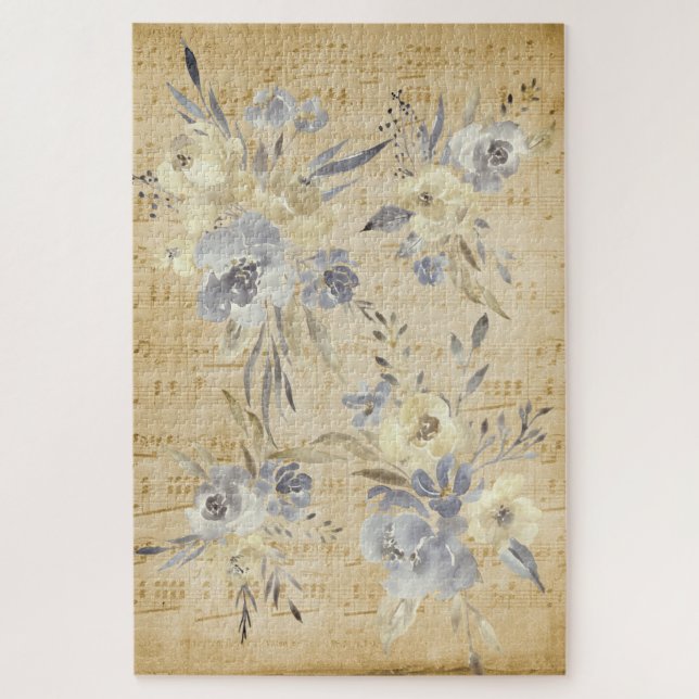Quebra-cabeça música e flores de vintage (Vertical)