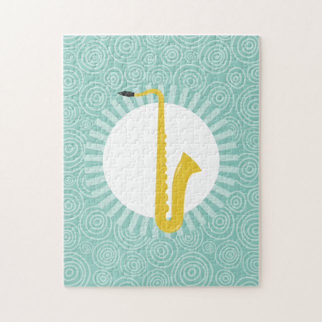 Quebra-cabeça Música turquesa de diversão saxofônica (Vertical)