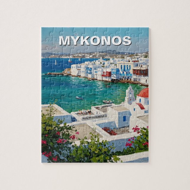 Quebra-cabeça Mykonos Grécia Ilhas Gregas Pequena Veneza (Vertical)