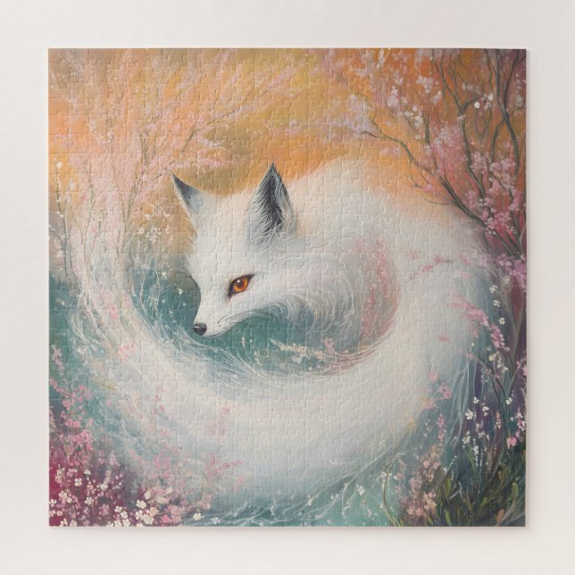 Quebra-cabeça Mystic Bloom Primavera Fox Watercolor (Vertical)