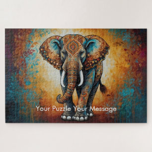 Quebra-cabeça Mystic Boho Elephant Mandala