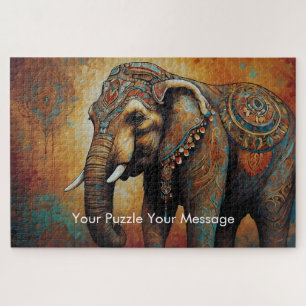 Quebra-cabeça Mystic Boho Elephant Mandala