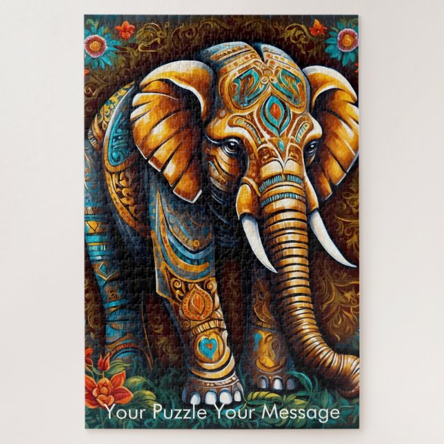 Quebra-cabeça Mystic Boho Elephant Mandala (Vertical)