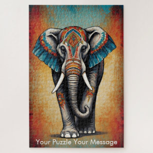 Quebra-cabeça Mystic Boho Elephant Mandala
