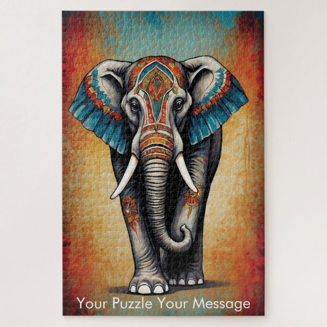 Quebra-cabeça Mystic Boho Elephant Mandala (Vertical)