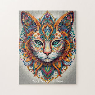 Quebra-cabeça Mystic Boho Feline Cat Mandala