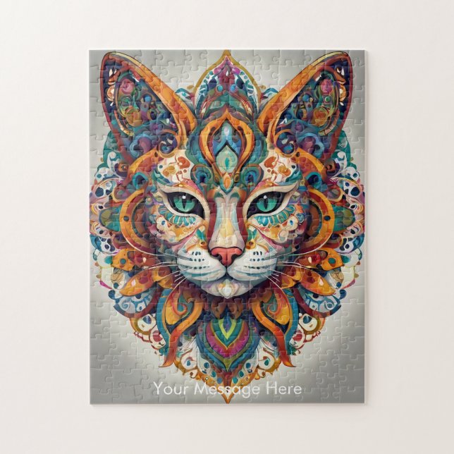 Quebra-cabeça Mystic Boho Feline Cat Mandala (Vertical)