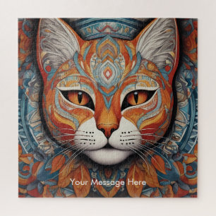 Quebra-cabeça Mystic Boho Feline Cat Mandala