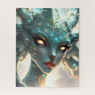 Quebra-cabeça Mystical Emerald Goddess with Glowing Ember Eyes