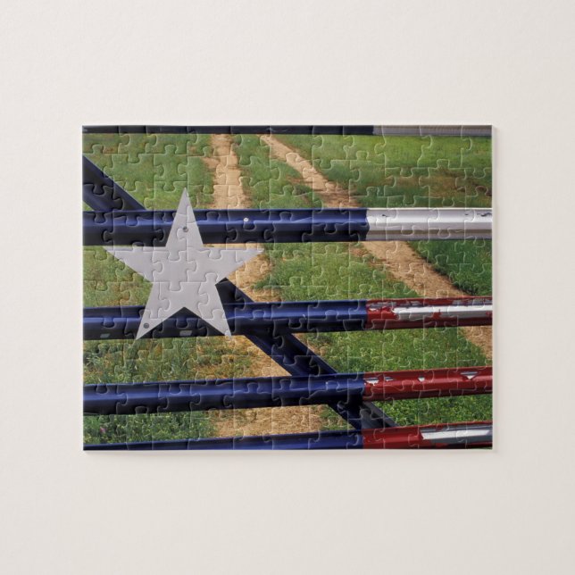 Quebra-cabeça N.A., EUA, Texas, Lago Buchanan, bandeira do Texas (Horizontal)