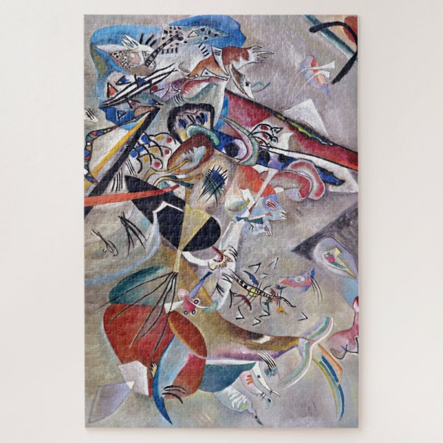 Quebra-cabeça Na Cinza Kandinsky Modern Trabalho de arte (Vertical)