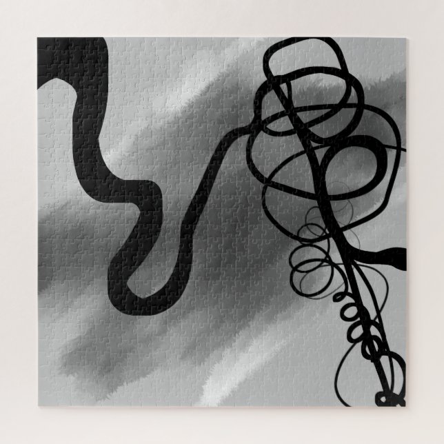 Quebra-cabeça Na grade: Abstrato preto e Cinza (Vertical)