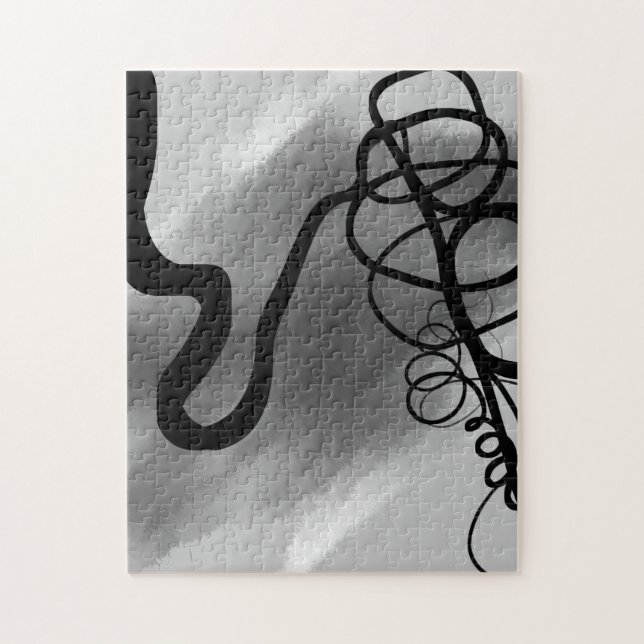 Quebra-cabeça Na grade: Abstrato preto e Cinza (Vertical)