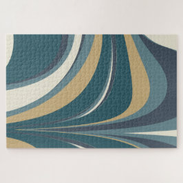 Quebra-cabeça Na moda Abstrato Marble Swirl em Teal e Dourado