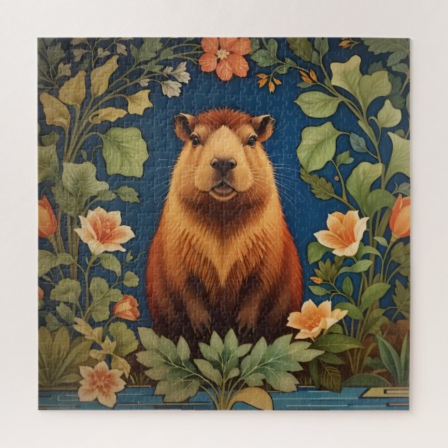 Quebra-cabeça Na moda Capybara - Inspirada por William Morris (Vertical)