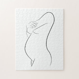Quebra-cabeça Na moda Moderna Minimalista de Arte da Mulher Grá