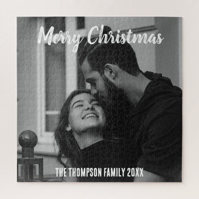 Quebra-cabeça Na moda preto e branco de Feliz Natal (Vertical)