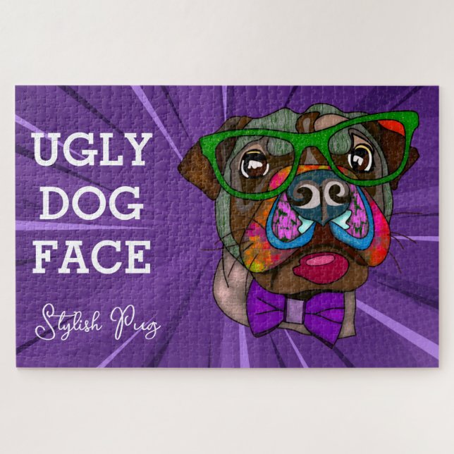 Quebra-cabeça Na moda Pug rosto feio de cão 1000 (Horizontal)