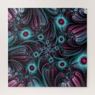 Quebra-cabeça Na Profundidade da Arte Fractal Abstrato Azul Cor-