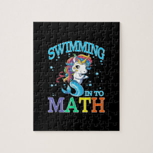 Quebra-cabeça Nadando Na Matemática Unicórnio Sereia T-Shirt