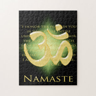 Quebra-cabeça Namaste Definition with Om Symbol - on Black