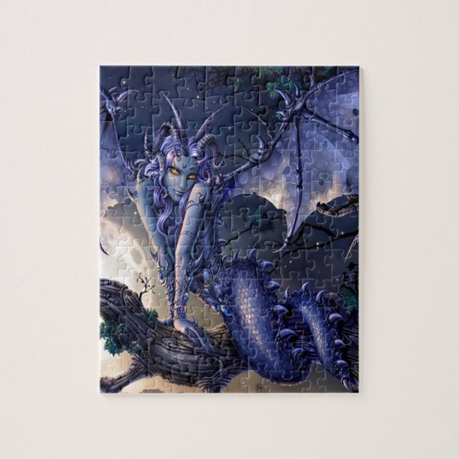 Quebra-cabeça Namoradeira abstrata da menina do dragão da (Vertical)